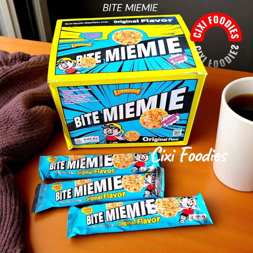 

CEMILAN VIRAL Bite Miemie Original Flavor – Camilan Mie Kering Renyah & Gurih! HALAL by LIANGGUI