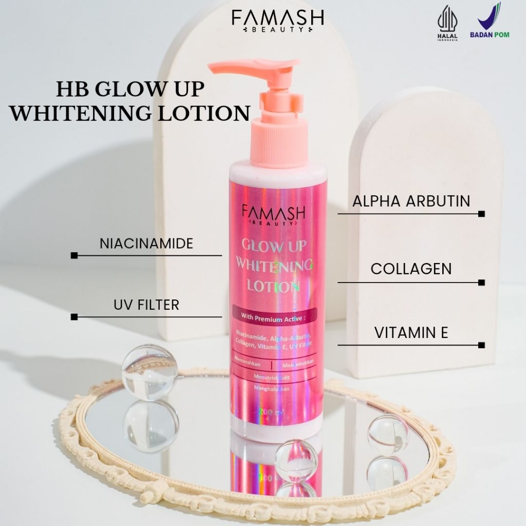 HB GLOW UP WHITENING LOTION BIBIT COLLAGEN BY FAMASH BEAUTY
