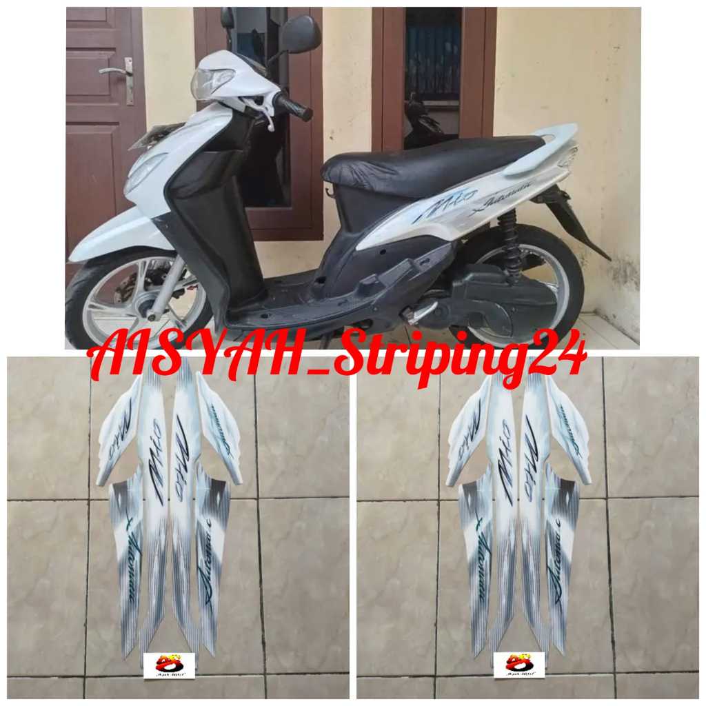 stiker striping lis body yamaha mio sporty 2009 full putih