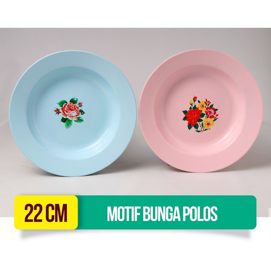 Piring Besi Enamel Motif Bunga 22 cm – Piring Klasik Tahan Lama & Serbaguna