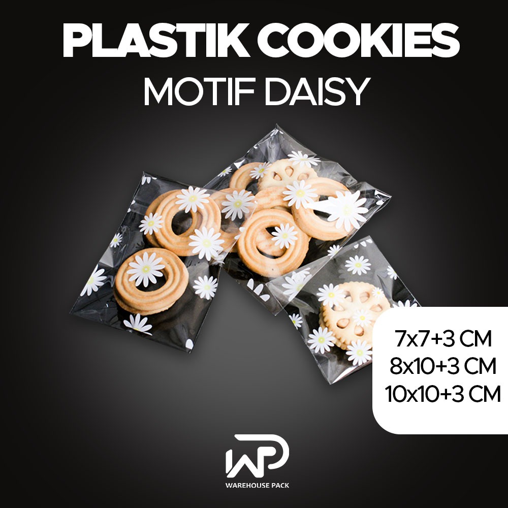 ( 100 Pcs ) Plastik Cookies OPP Motif Daisy | Plastik Nastar Cookies Coklat Permen donat | Plastik O