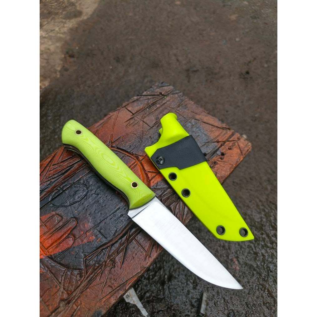 Pisau Bushcraft Survival 10 cm Material Bohler K110 Handle Micharta Sarung Kydex
