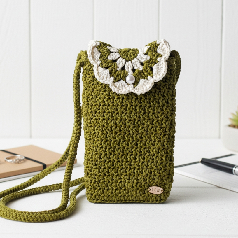 Tas HP rajut Azzurra Sling bag Selempang Premium / Dompet HP rajut cantik handmade