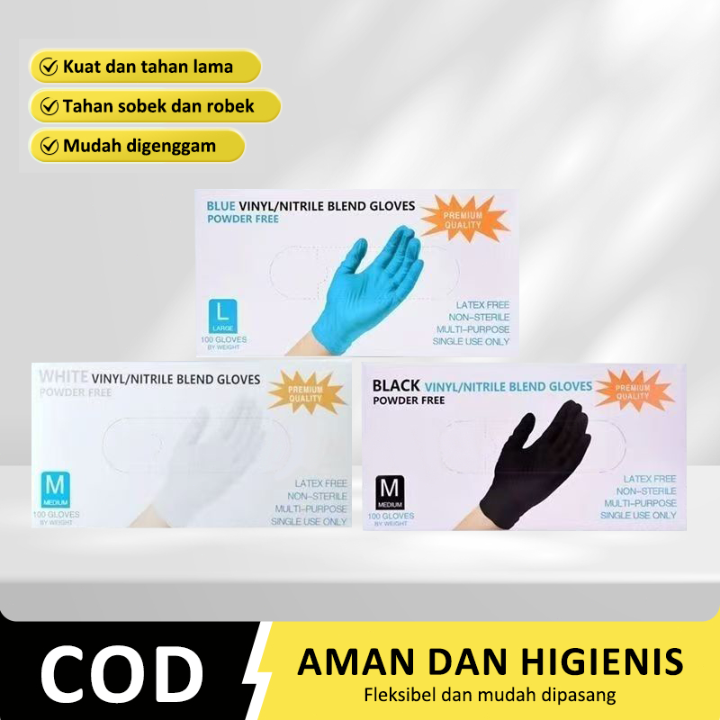 100pcs Sarung Tangan Nitrile /S-M-L Sarung Tangan Medis/Sarung Tangan Latex/Sarung Tangan Karet Teba