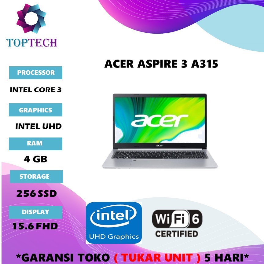 ACER ASPIRE 3 A315 I3 N305 RAM4GB SSD256GB DOS 15.6