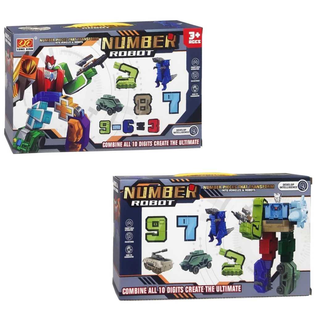 Number Robot / Number Pieces That Transform Into Vehicles & Robot - Permainan Menggabungkan Angka Me
