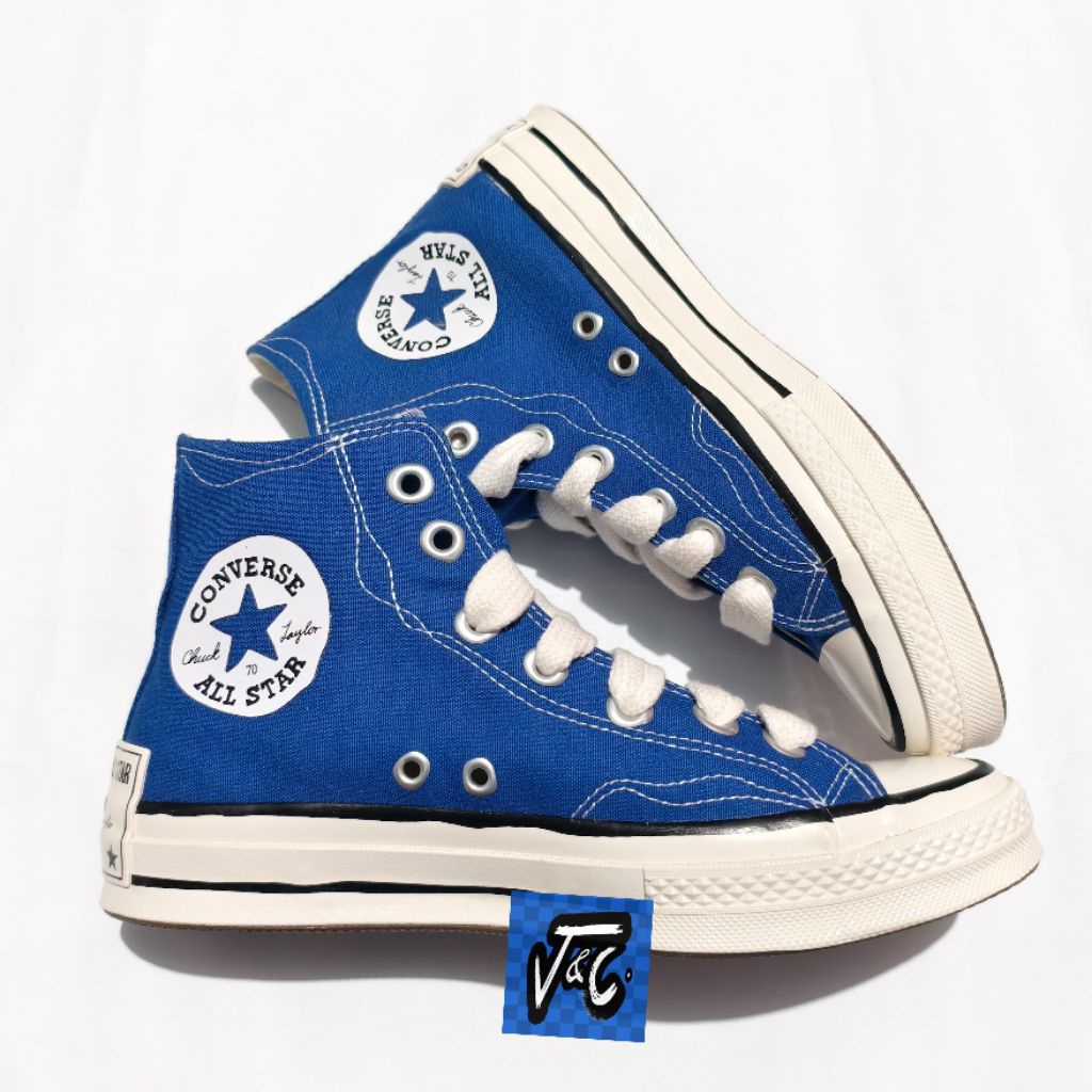 Converse Chuck 70 70s Sketch Cartoon Pinstripe Wavy Stitch Oversized Hi Blue