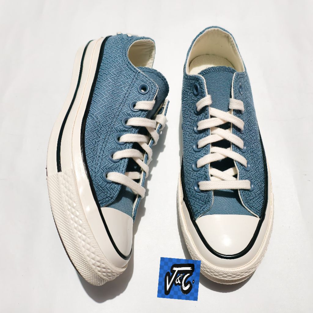 Converse Chuck 70 70s Split Crafted Laces Tie Tonal Texture Herringbone Ox Lakeside Blue