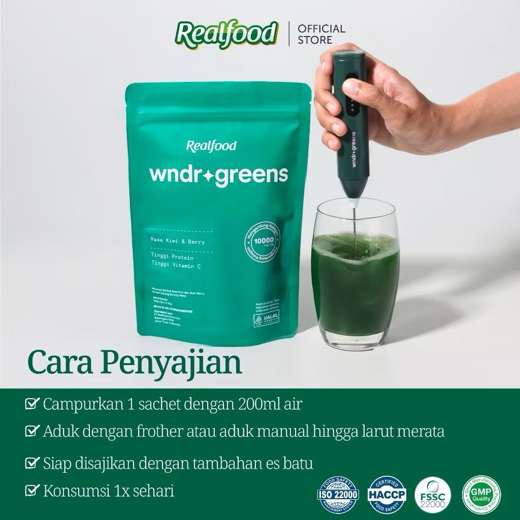 Realfood WNDRGREENS Super 10,000mg Collagen Bird’s Nest Drink Isi 7 sct