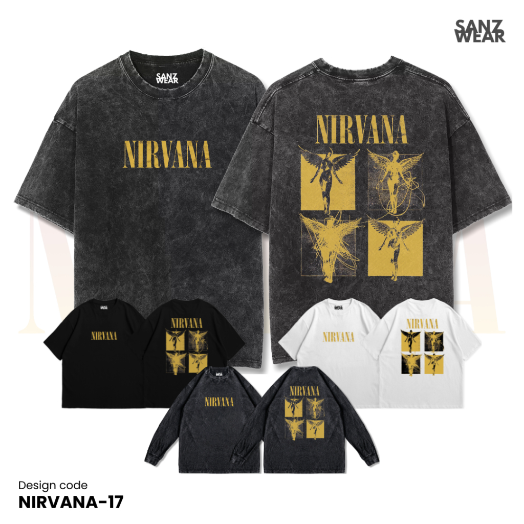 SANZ kaos NIRVANA | stonewashed washed t-shirt | black white longsleeve | NIRVANA-17