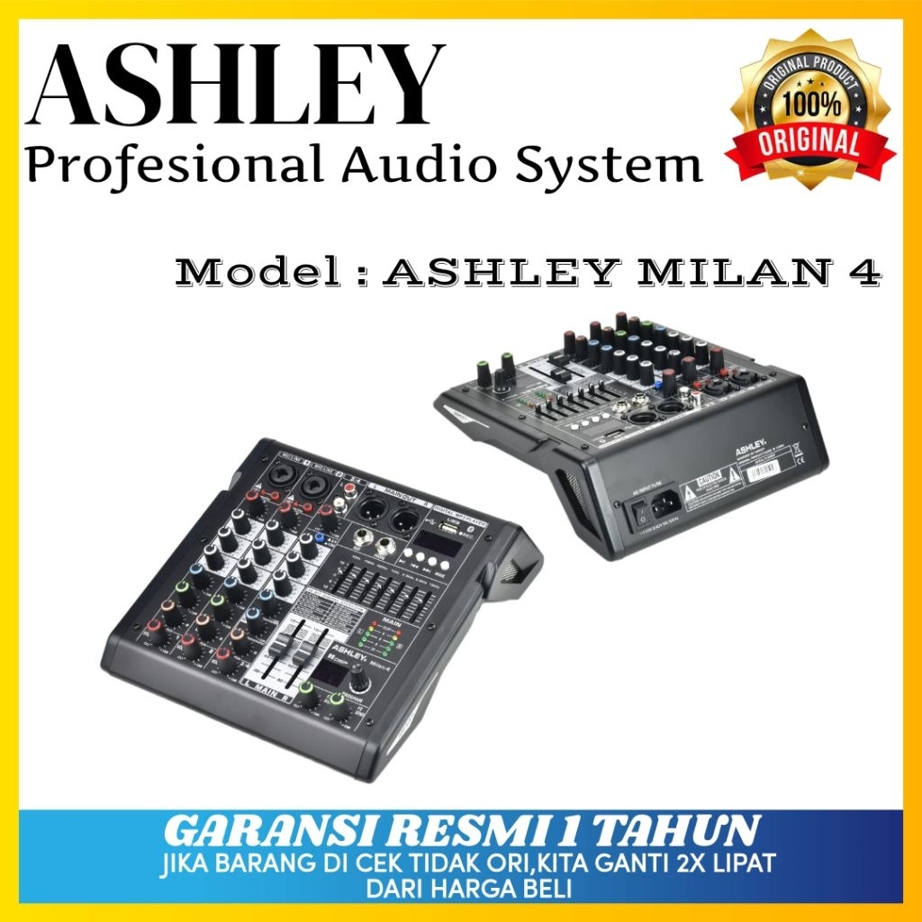 Mixer Ashley Milan 4 Original Mixer Ashley 4 Channel Bluetooth