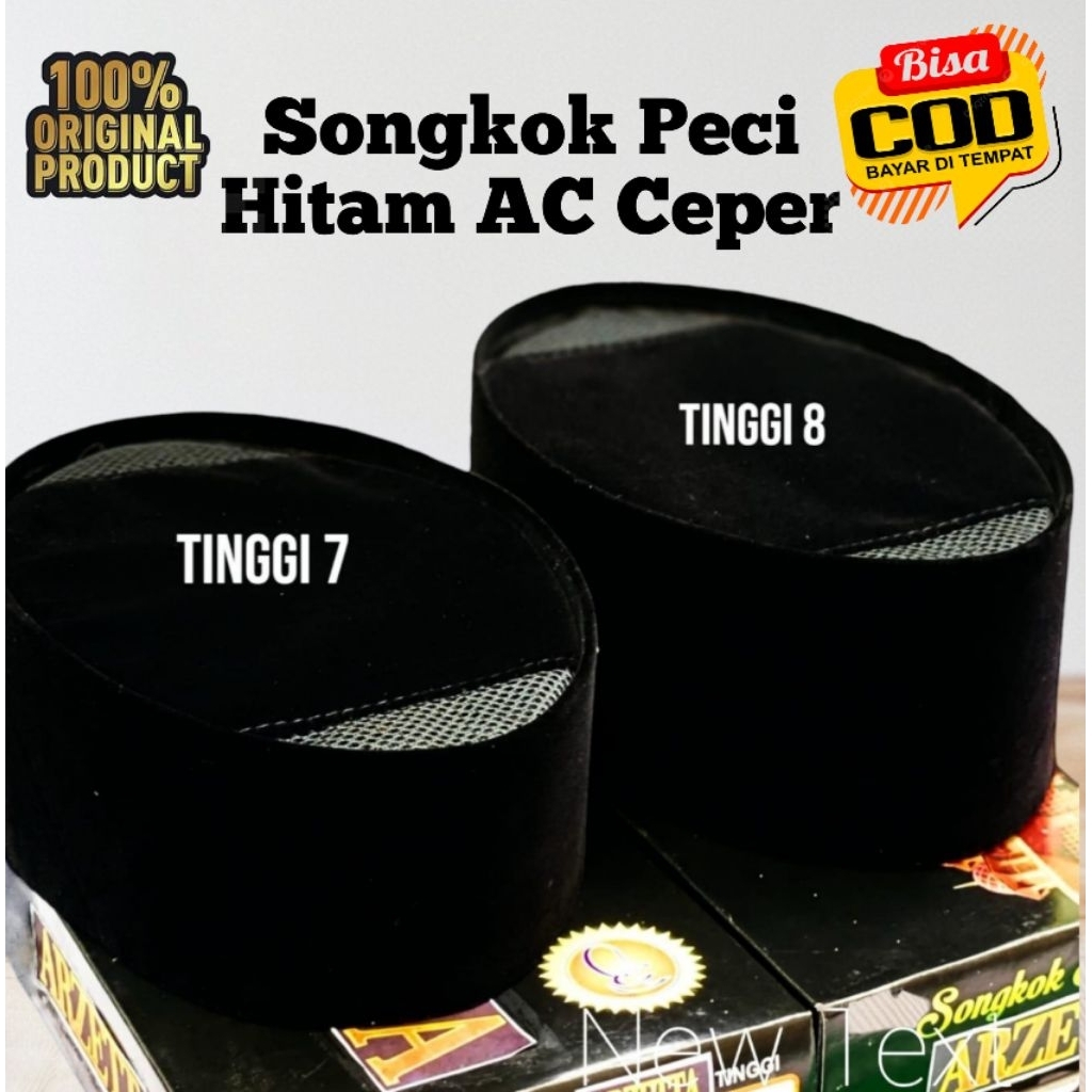 Peci Hitam Pendek Tinggi 7,8 Cm / Songkok Kopyah Pendek Hitam Polos AC