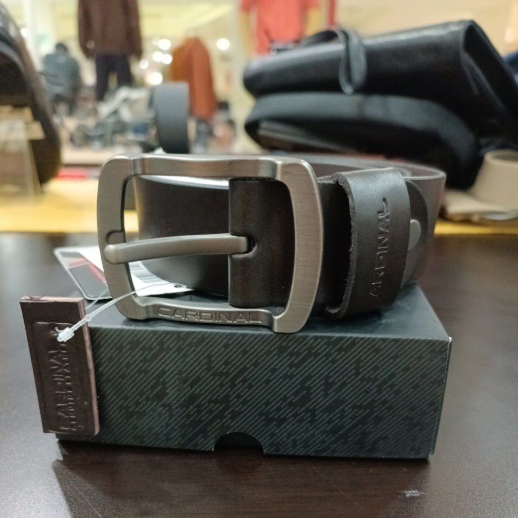 SABUK/IKAT PINGGANG PRIA CARDINAL, WARNA COKLAT TUTUNG, BAHAN 100%KULIT ASLI/5846354
