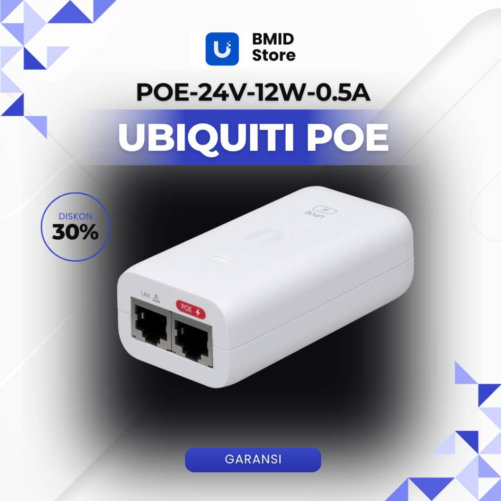 PoE Adapter Ubiquiti 24V 0.5A 12W Gigabit – Support UniFi & AirMax