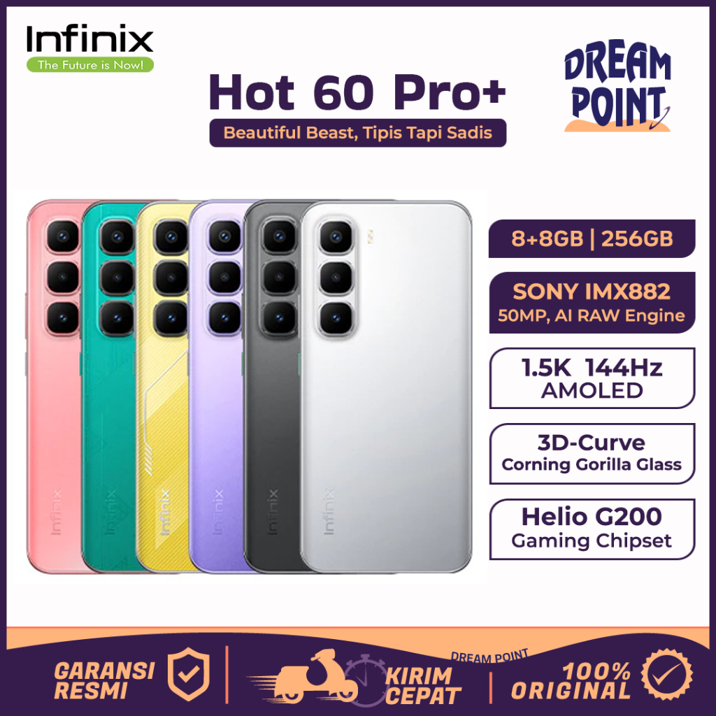 Infinix Hot 60 Pro+ 8/256GB Handphone 2 Jutaan Terbaik HP Murah Original 100% infinix Terbaru 2025