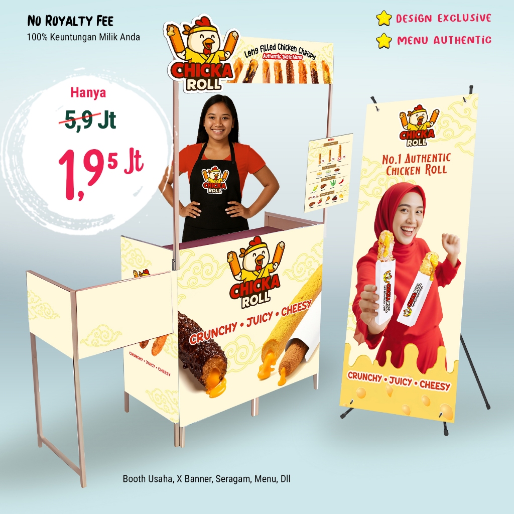 Paket Usaha Chika Roll - Franchise Chicken Roll Hanya 1,95 Juta, No Royalti Fee, Omset Up To 15 Juta