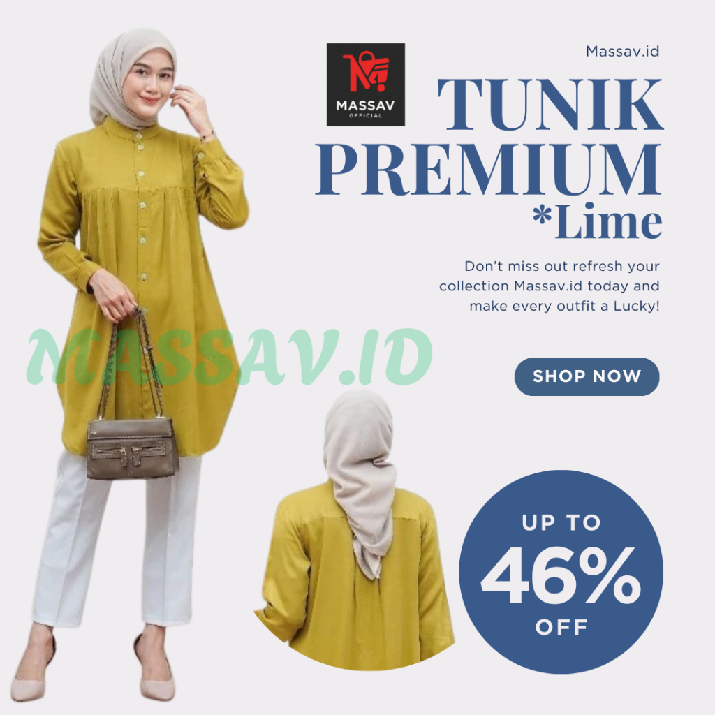 Massav.id - Best Seller || Tunik Wanita Polos Rayon Twill Premium Warna Putih Bw Lengan Panjang Atas