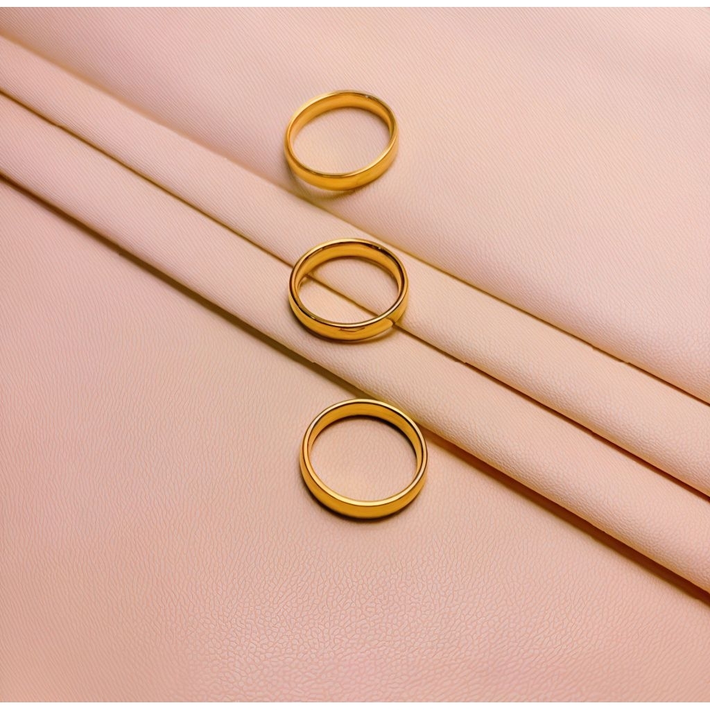 Cincin Polos Pria wanita Titanium Anti Karat Anti Luntur Cincin Kapel Cincin Tunangan Fashionable Me