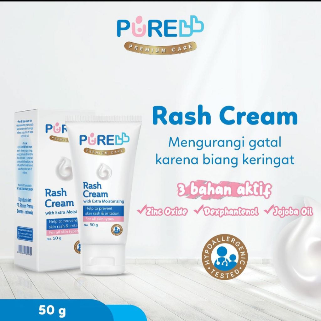 Pure BB Pure BABY RUSH cream anti gatal biang keringat + moisturizer