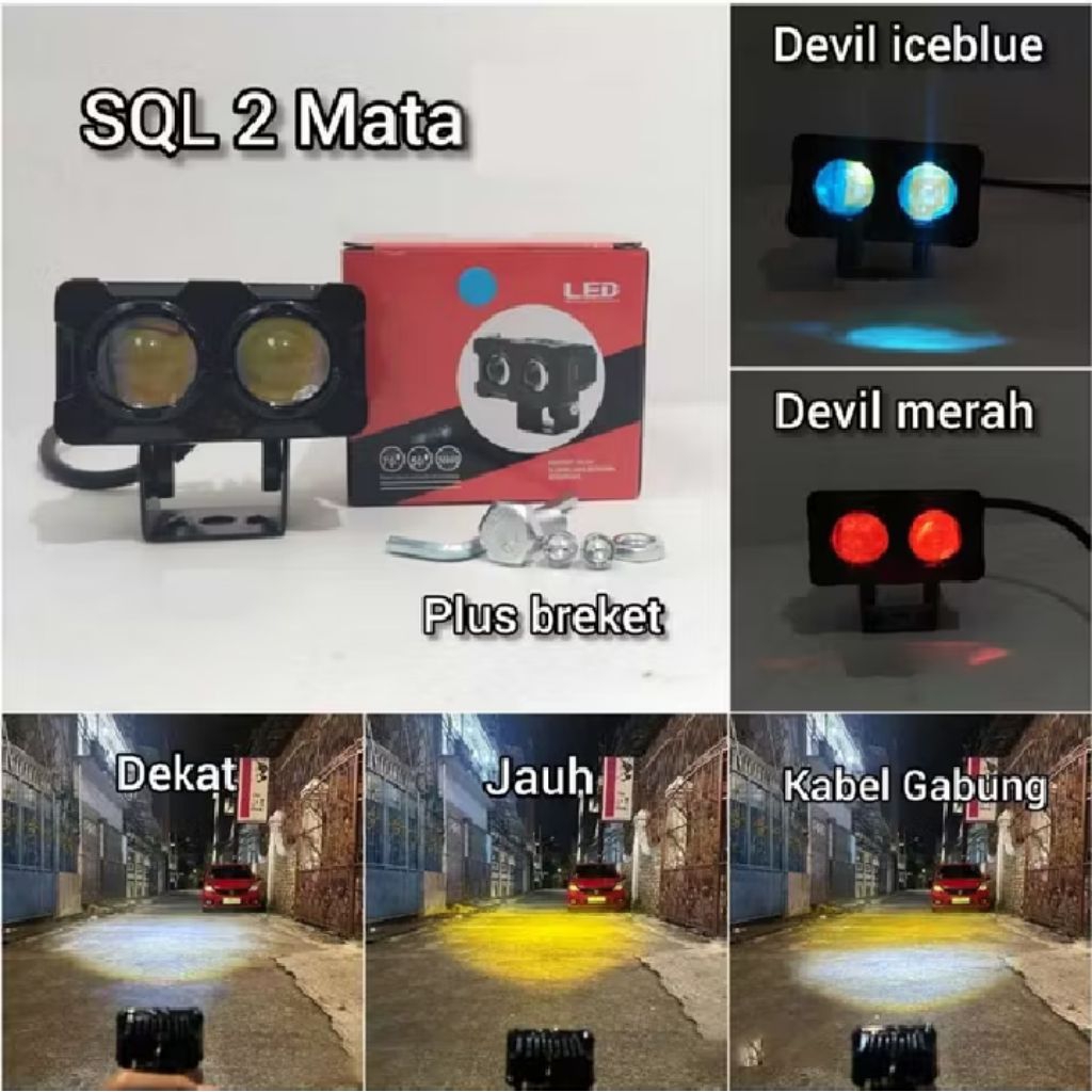 Lampu tembak 2 mata Cr7 Waterproof  12-80 Volt DC