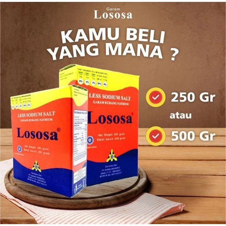 Garam Lososa 500gr dan 250gr | Garam Hipertensi | Garam Darah Tinggi Rendah Natrium Sehat Untuk Masa