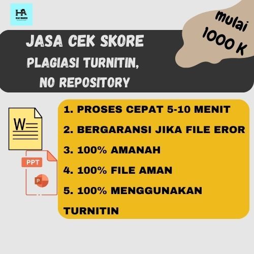 JASA CEK SKORE PLAGIASI TURNITIN 100% TURNITIN NO REPOSITORY