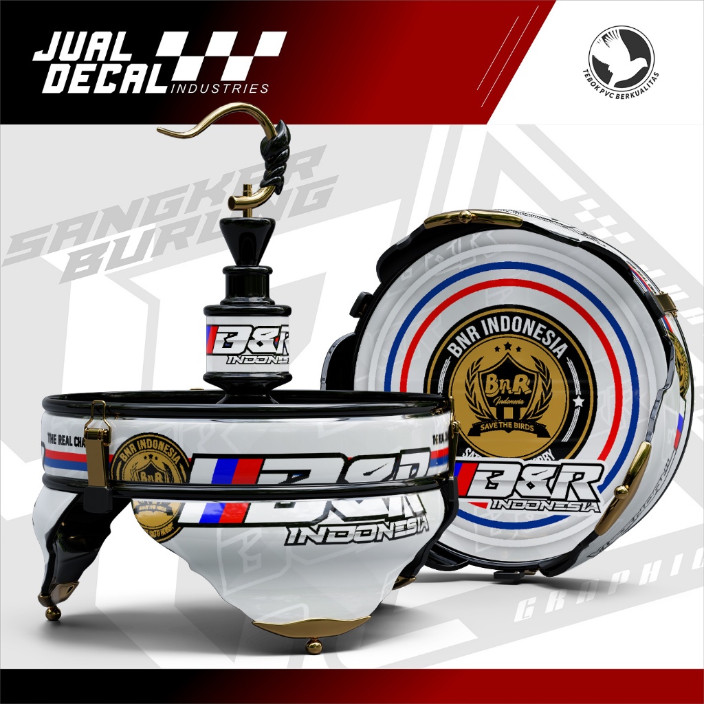 Stiker Sangkar Burung Variasi BNR White Sticker Decal Tebok Burung Lovebird Pleci Helopet