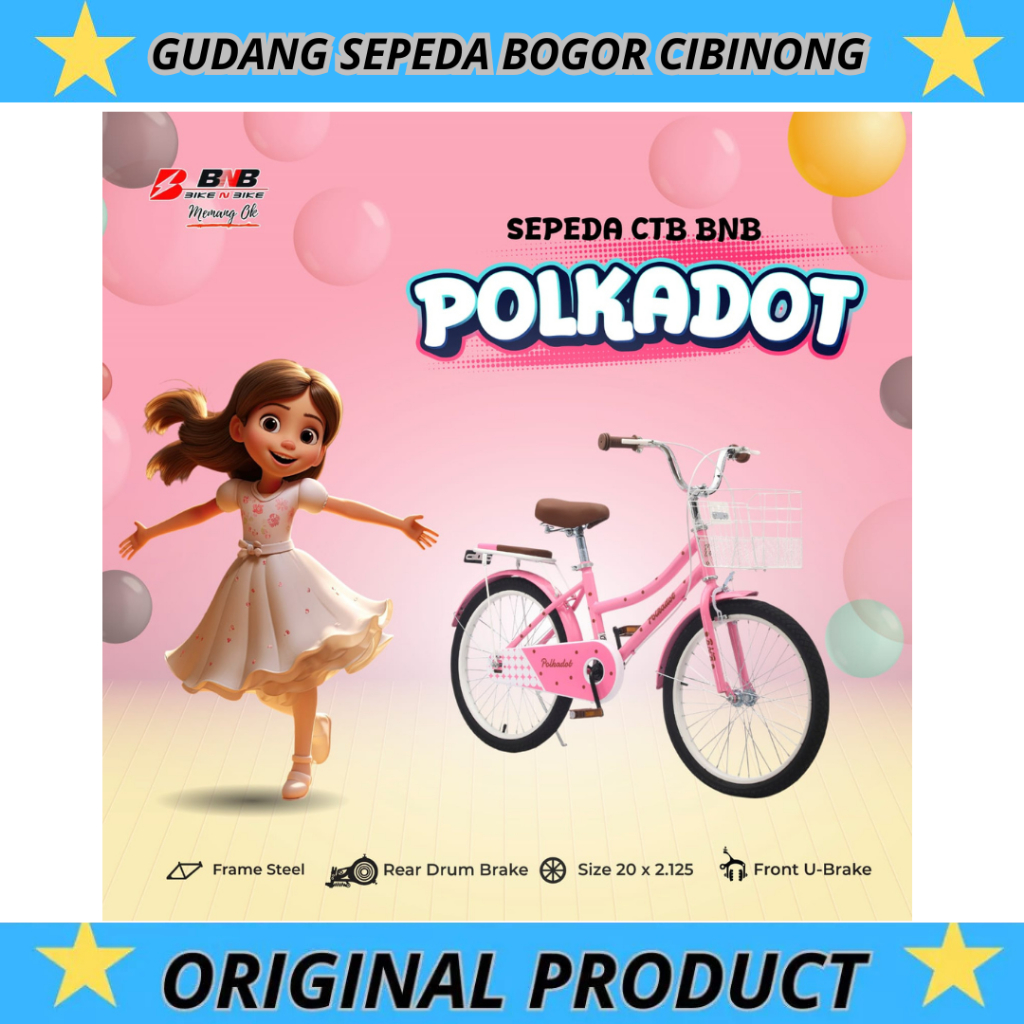 Sepeda anak 20 MINI BNB POLKADOT