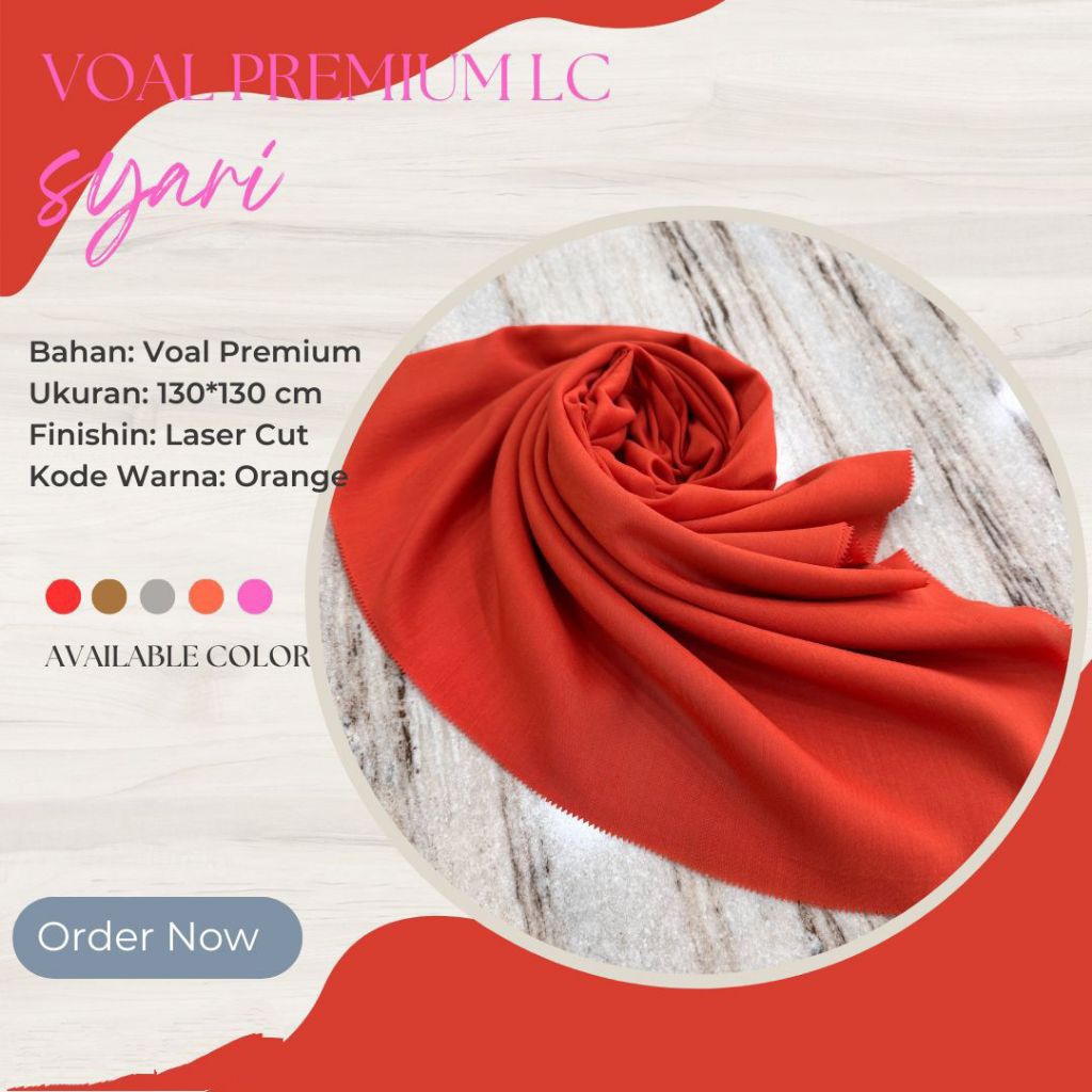 Hijab Voal Syari Premium 130x130 / Jilbab Paris premium Syar'i Polos Laser Cut ukuran 130x 130 / Ker