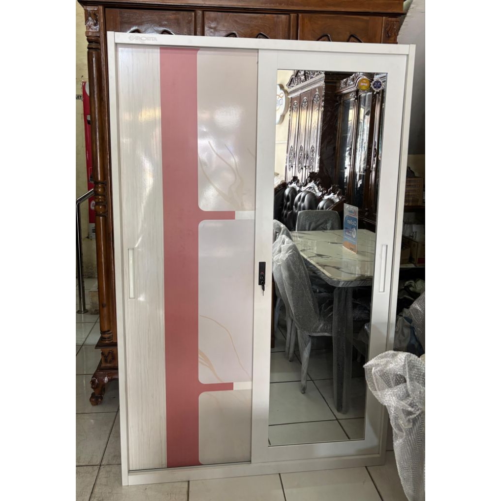 Lemari Pakaian Plat Besi Tebal 2 Pintu | Awet Tahan Lama |  Lemari Anti Rayap Anti Air | Lemari Paka