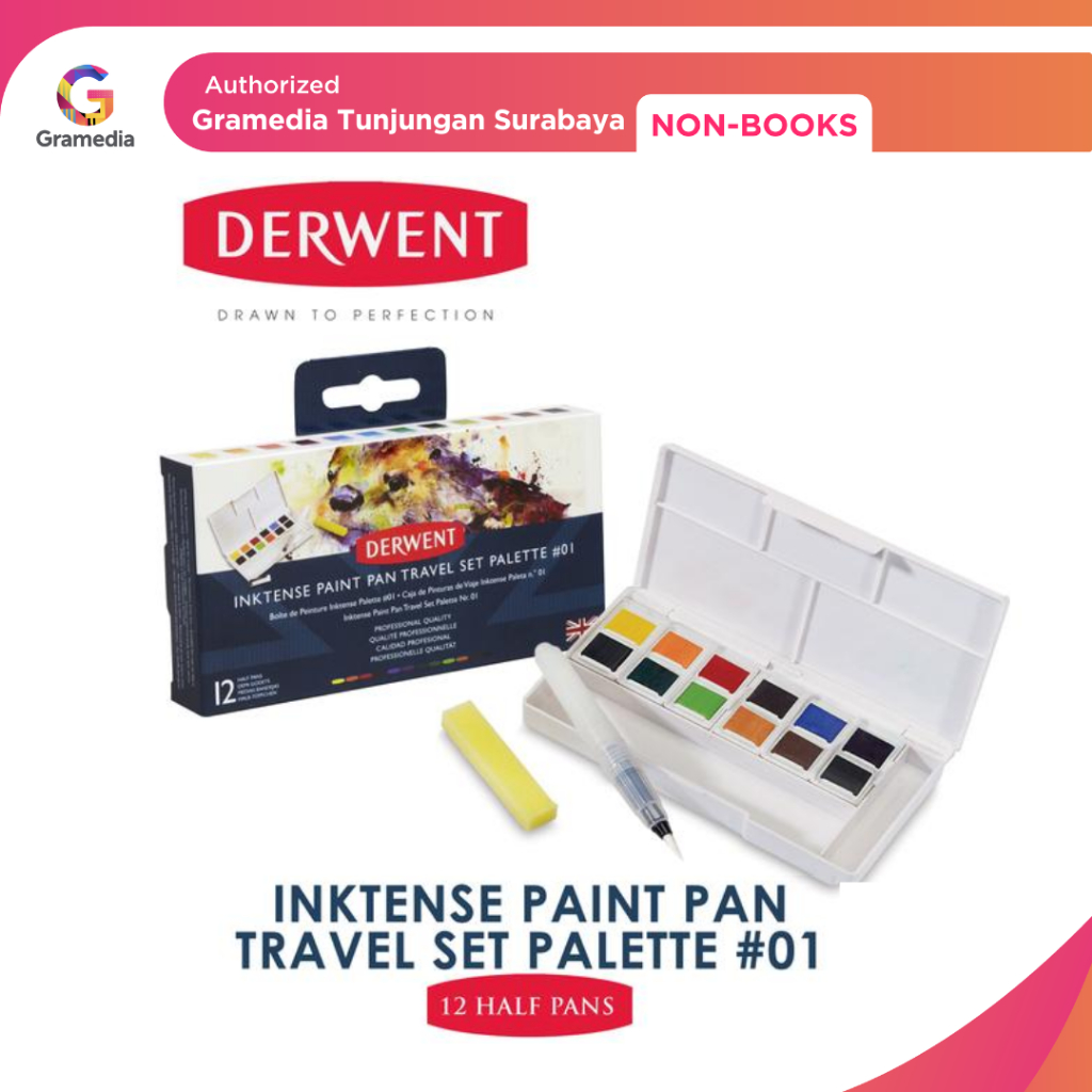 

Grramedia Tunjungan : Cat Watersoluble Derwent Inktense Set 12 Paint Pan Travel
