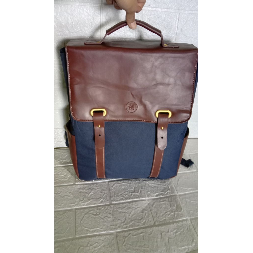 PL RANSEL KERJA KANVAS MIX KULIT TAS SEKOLAH TAS WANITA BACKPACK TAS LAPTOP