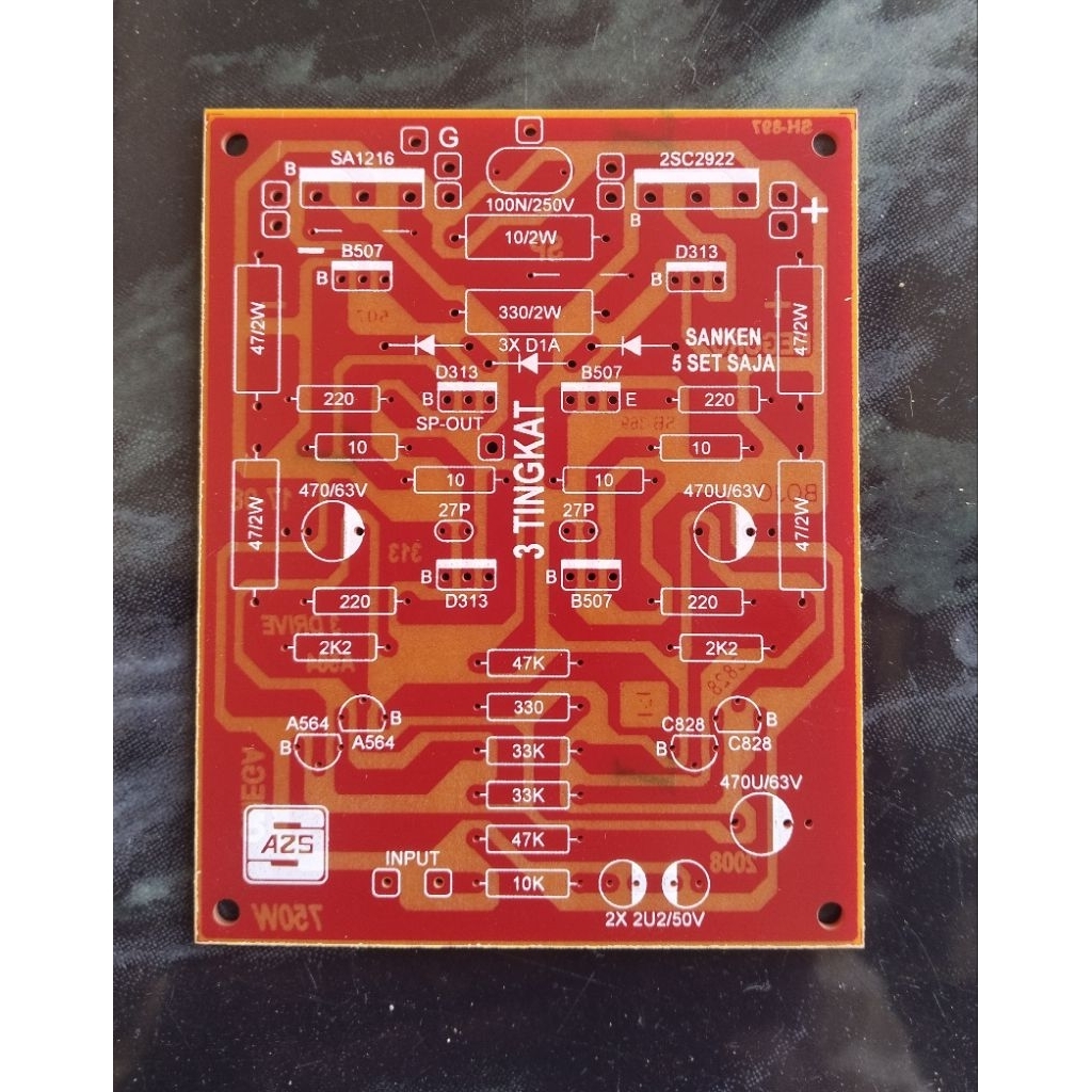 PCB Power Amplifier 1000W 3 Tingkat Simetris.