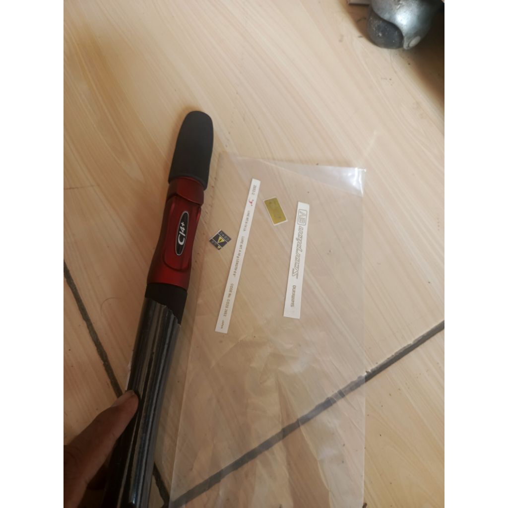 Termurah reel seat c14 + decal 1 set  custom merah marun busa hitam mantap