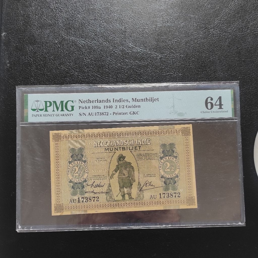 Uang kuno 2 1/2 gulden tahun 1940 Seri Muntbiljet PMG 64