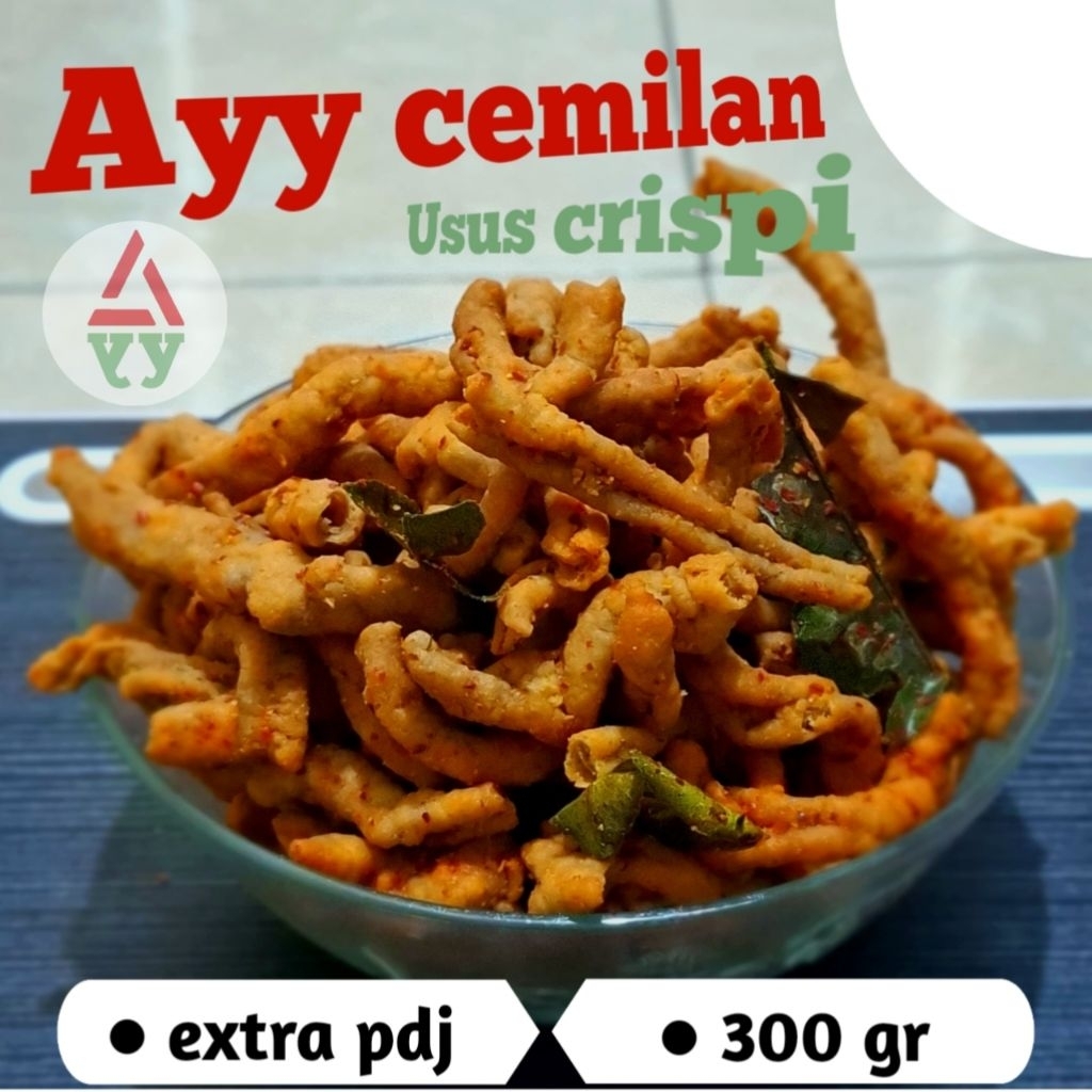 

ayy cemilan usus crispi extra pedas daun jeruk 300gr - ayy official