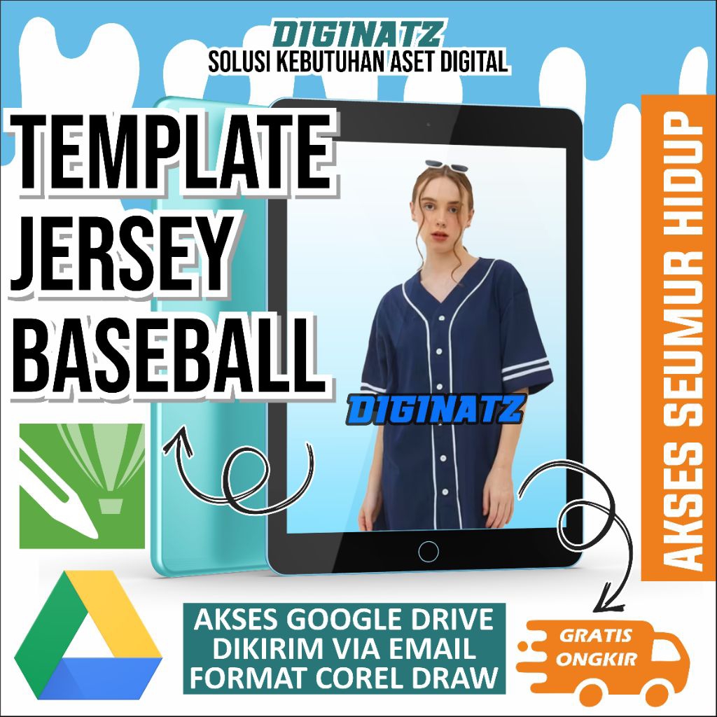 TEMPLATE JERSEY BASEBALL/MOCKUP/SUBLIME/CORELDRAW