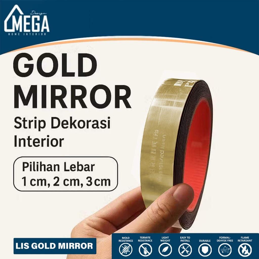List Gold Rose Gold PVC 1cm 2cm 3cm | List Dinding Plafon Dekorasi Interior