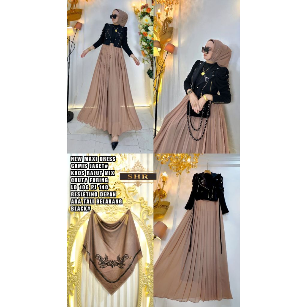 Real pic ORIGINAL dan TERMURAH SHR Maxi dress PREMIUM Import / Maxi dress pesta Mewah / Maxi dress G