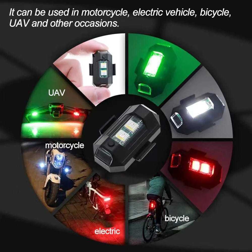 LAMPU LED MOTOR SEPEDA KEDIP PESAWAT FLASH TANPA KABEL RGB WARNA WARNI