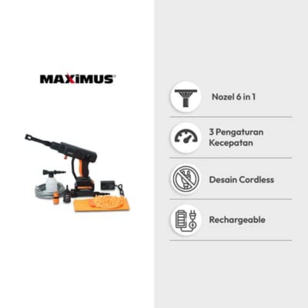 Maximus High Pressure Washer Cordless - Hitam
