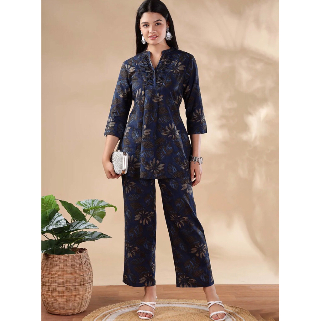 Tunik Katun Murni Motif Anouk dengan Koordinasi Palazzo