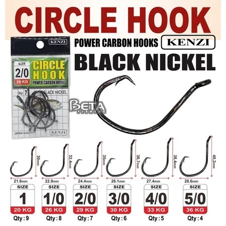 MATA KAIL KENZI CIRCLE HOOK 9999 Power Carbon Hook Black Nickel - Mata Kail Kuat dan Tajam