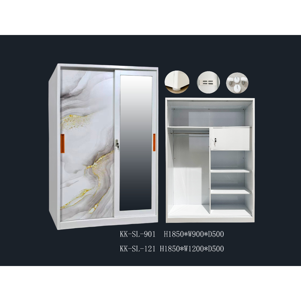 (GRATIS PACKING KAYU) LEMARI PAKAIAN BESI LEMARI BESI SLIDING PINTU 2 PREMIUM