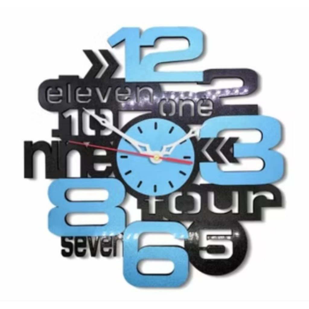 Jam Hiasan Dinding Unit Modern Desain Angka dan Abjad