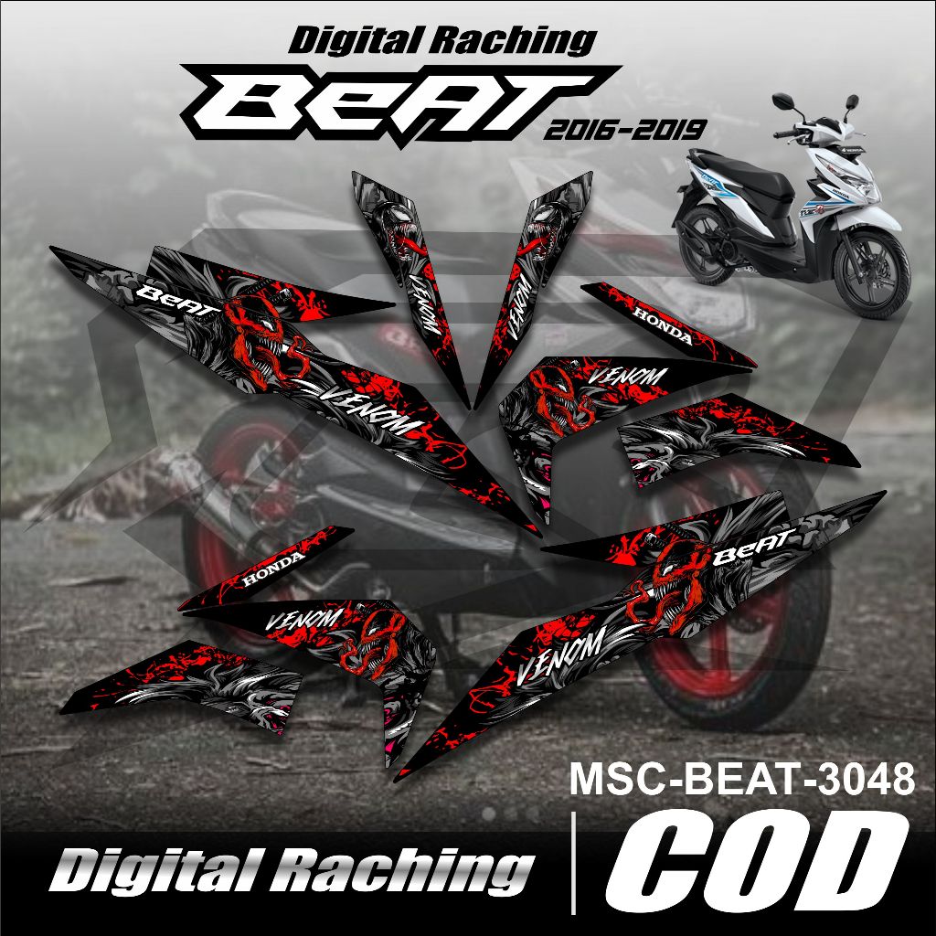 3048 Striping Variasi Beat Fi Esp Street 2016 2017 2018 2019 Desain Venom