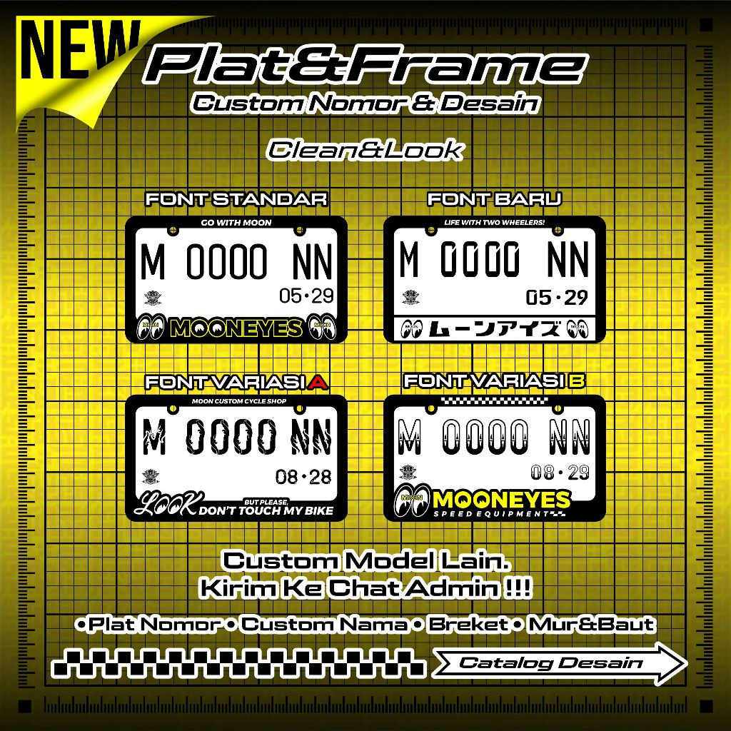 Plat Nomor Motor Custom Jdm Mooneyes Plat Nomor Motor Akrilik Custom Desain Mooneyes