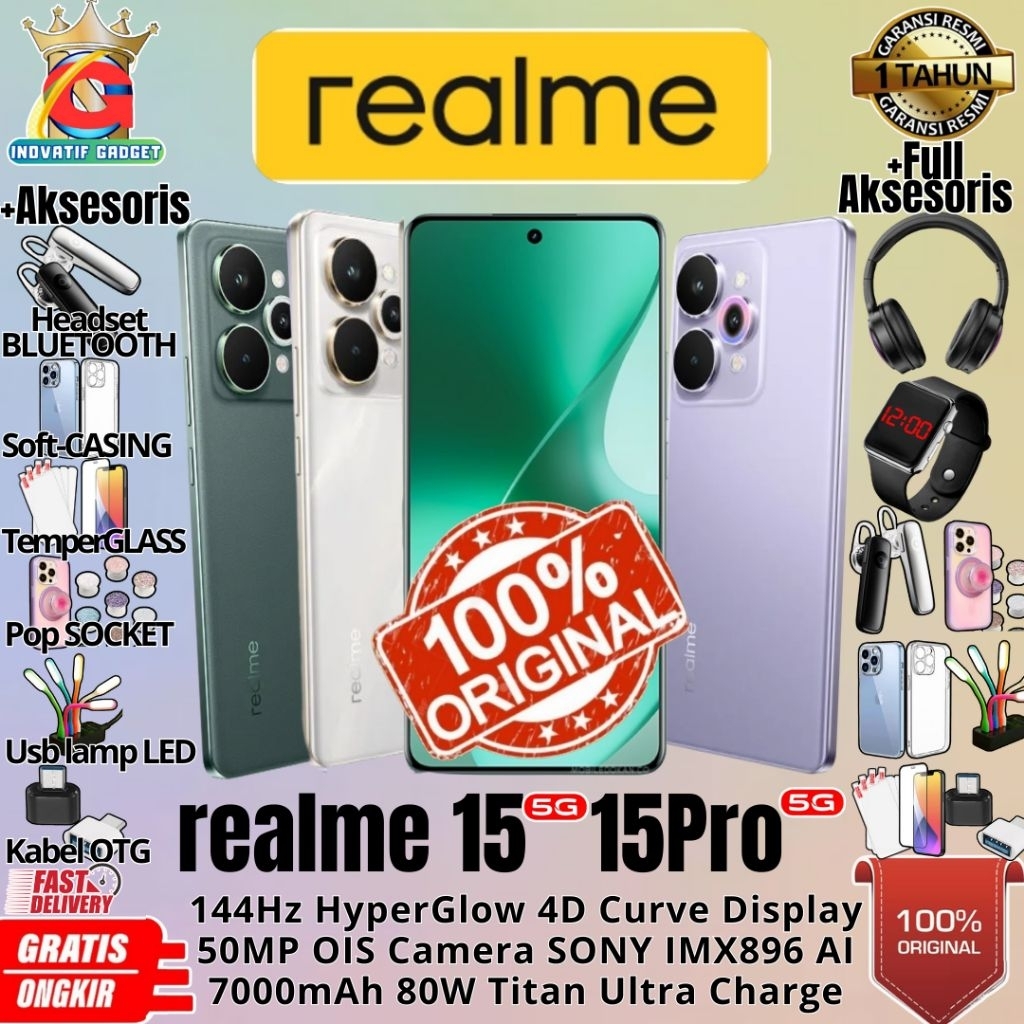HP BARU REALME 15 5G | REALME 15 PRO 5G 12/512GB & 12/256GB & 8/256GB Ram Upto 26GB - 50mp OIS SONY 