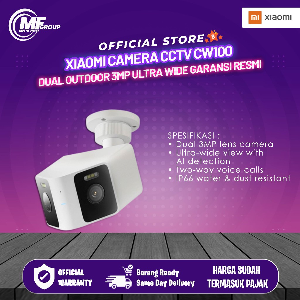 Xiaomi Camera CCTV CW100 Dual Outdoor 3Mp Ultra Wide Garansi Resmi