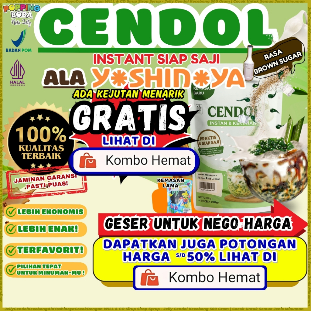 

JellyCendolKecebongAlaYoshinoyaCocokDengan WILL & CO Sirup Sirop Syrup - Jelly Cendol Kecebong 500 Gram | Cocok Untuk Semua Jenis Minuman